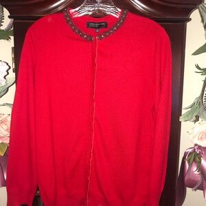 HOLIDAY SALE Like New Beautiful Red Jones New York Holiday cardigan